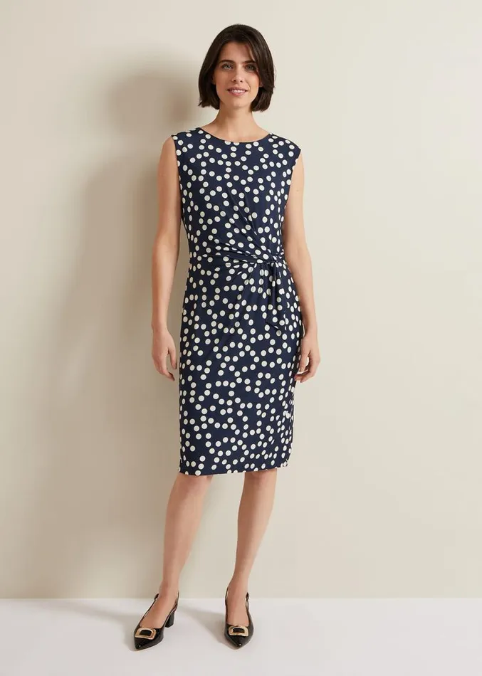 Josey Jersey Spot Bodycon Midi Dress Navyivory Women Phase Eight Dresses