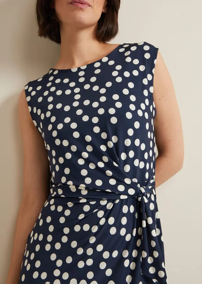 Josey Jersey Spot Bodycon Midi Dress Navyivory Women Phase Eight Dresses