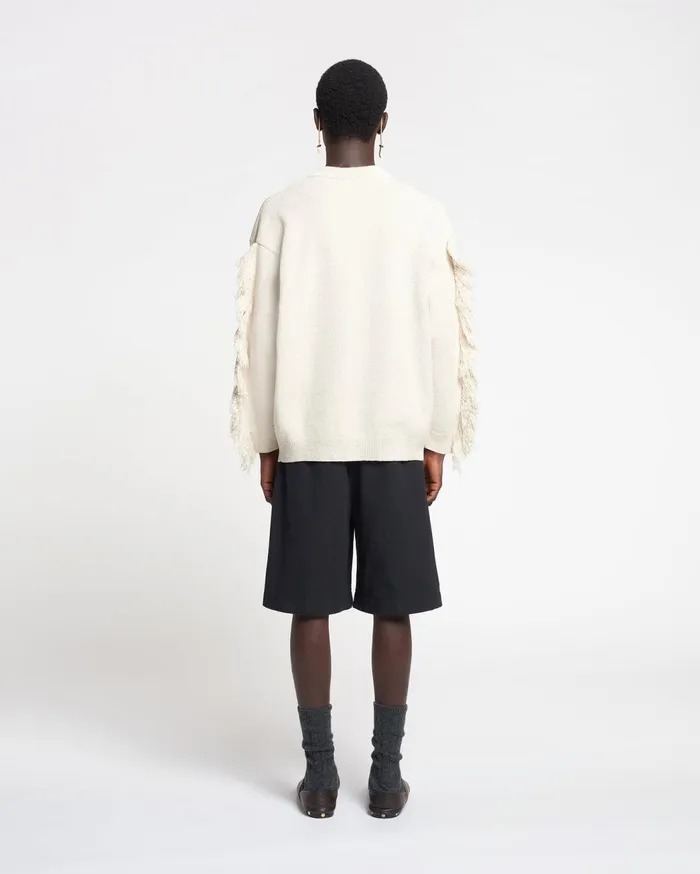 Julien Fringed TexturedLinen Sweatshirt NaturalBlack Men Nanushka Tops