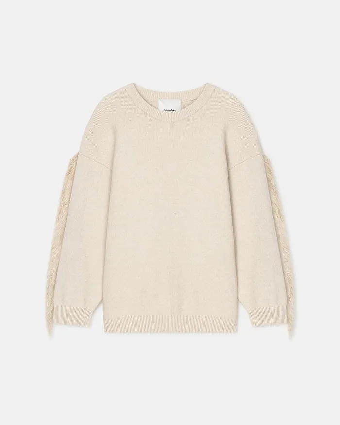 Julien Fringed TexturedLinen Sweatshirt NaturalBlack Men Nanushka Tops