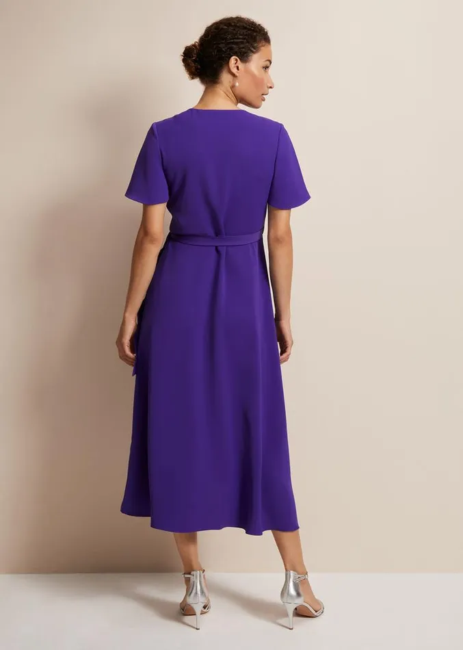 Julissa Ruffle Wrap Midi Dress Purple Women Phase Eight Dresses