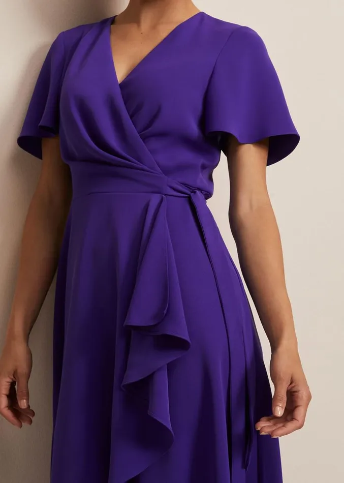 Julissa Ruffle Wrap Midi Dress Purple Women Phase Eight Dresses