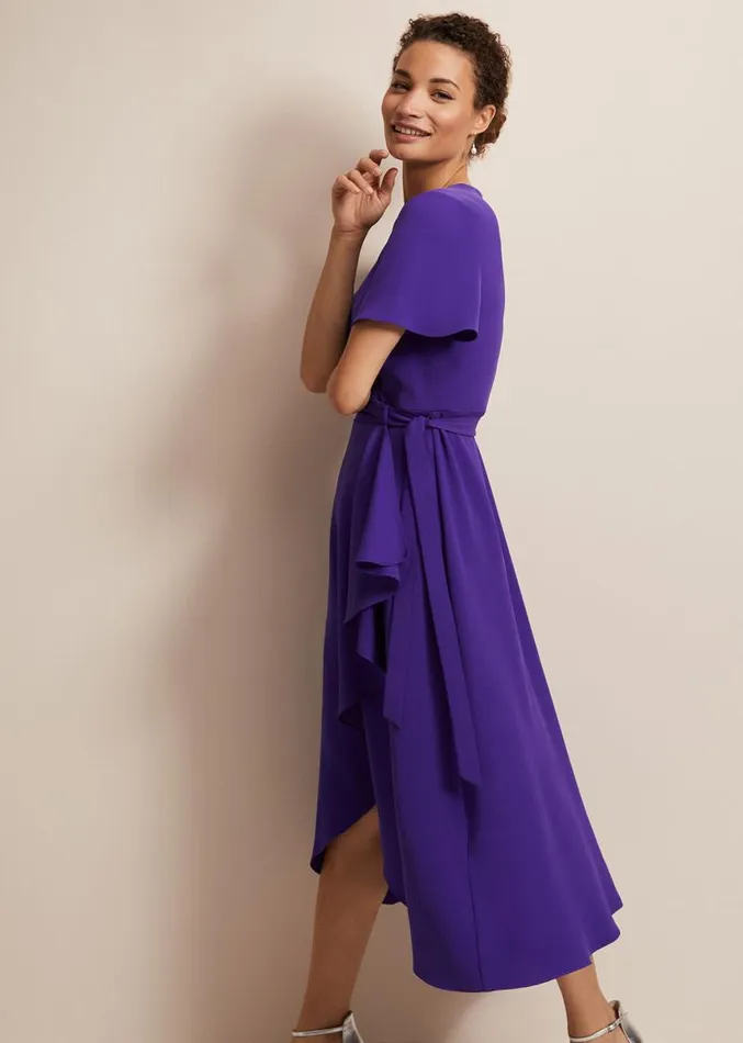 Julissa Ruffle Wrap Midi Dress Purple Women Phase Eight Dresses