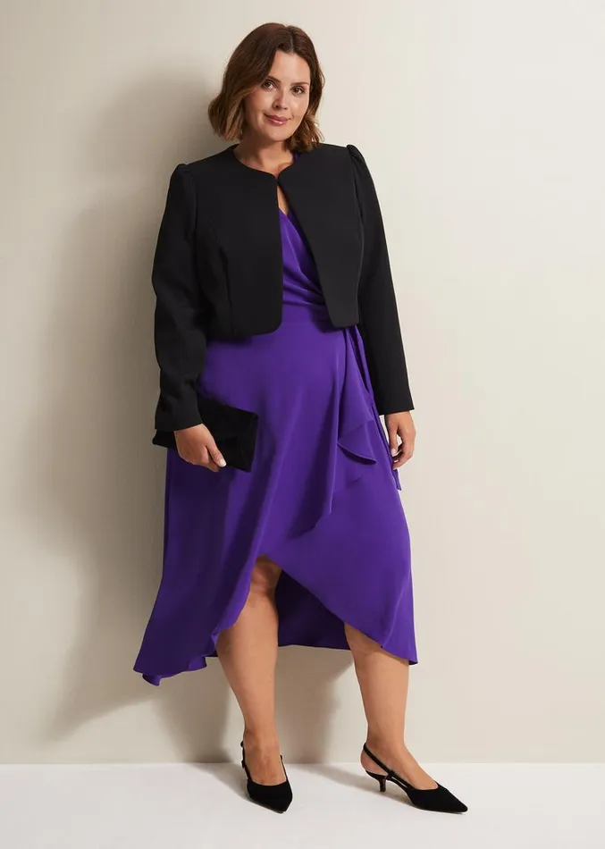 Julissa Ruffle Wrap Midi Dress Purple Women Phase Eight Dresses