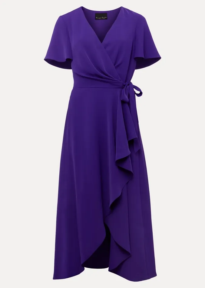 Julissa Ruffle Wrap Midi Dress Purple Women Phase Eight Dresses