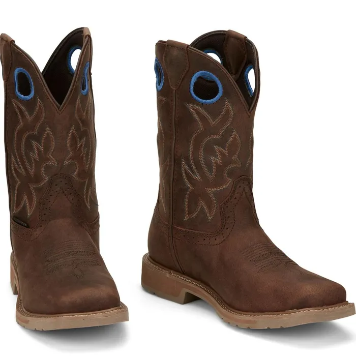 Justin Boots All Around 11034 Waterproof Work Boot Brown Men Work