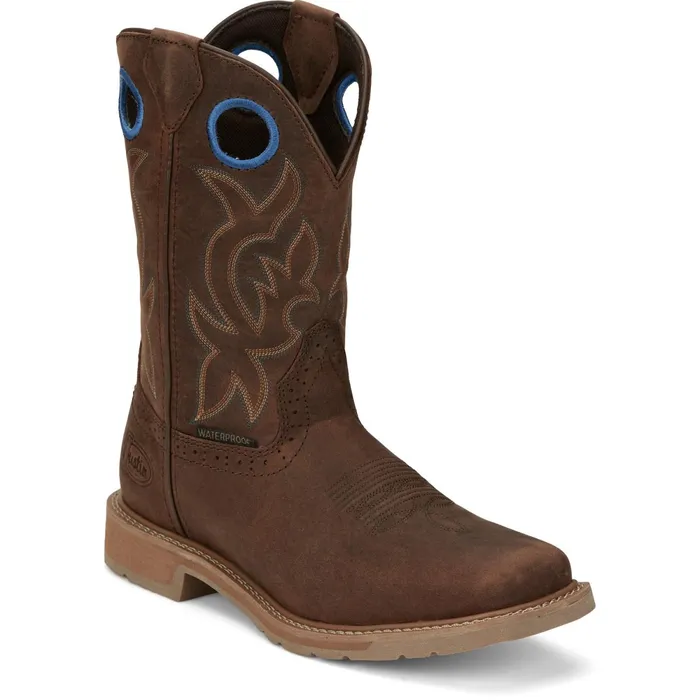 Justin Boots All Around 11034 Waterproof Work Boot Brown Men Work