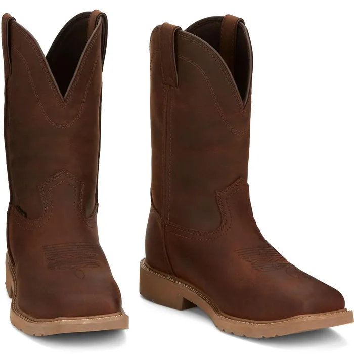 Justin Boots Buster II 11034 Waterproof Work Boot Brown Men Western