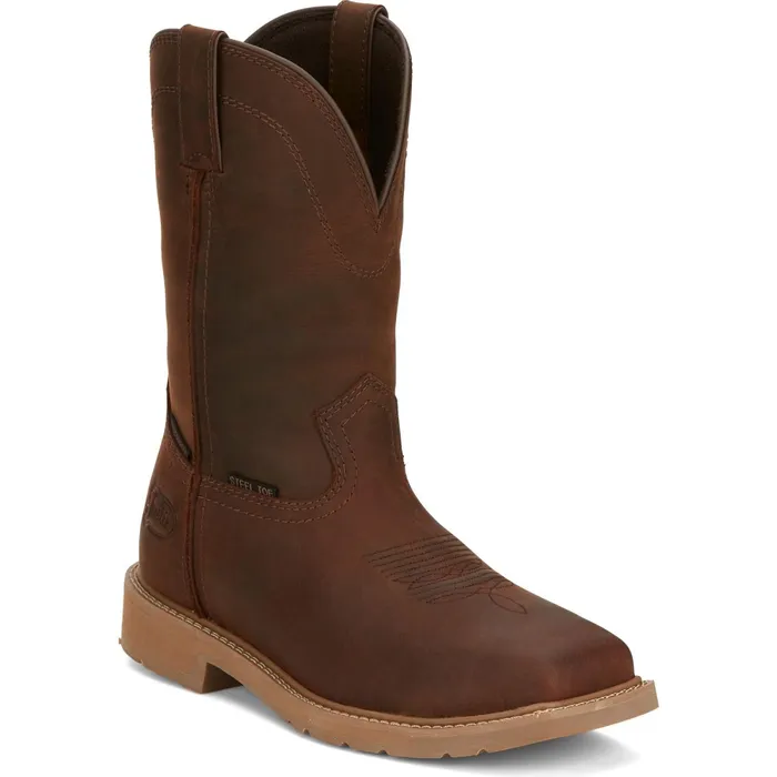 Justin Boots Buster II 11034 Waterproof Work Boot Brown Men Western
