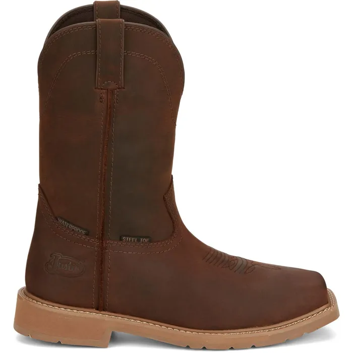 Justin Boots Buster II 11034 Waterproof Work Boot Brown Men Western