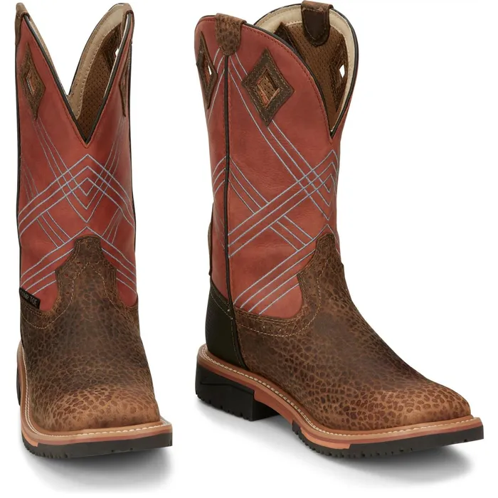 Justin Boots Dalhart 12034 Nano Composite Toe Waterproof Work Boot Brown Men Work