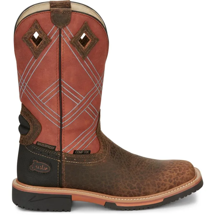 Justin Boots Dalhart 12034 Nano Composite Toe Waterproof Work Boot Brown Men Work