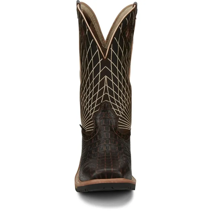Justin Boots Derrickman 12034 Composite Toe Work Boot Brown Croc Print brown Men Work