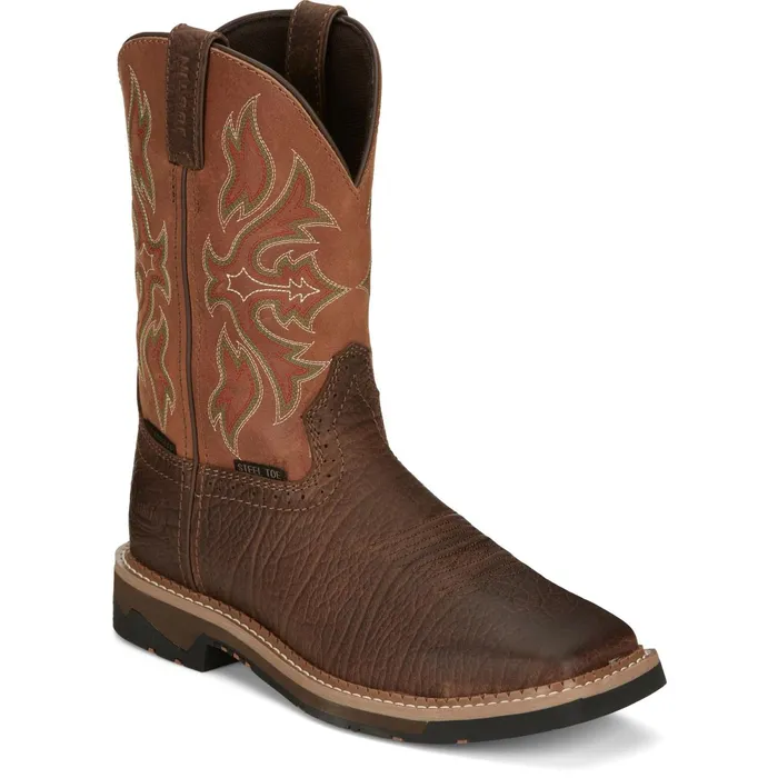 Justin Boots Flash 11034 Waterproof Steel Toe Work Boot Pecan brown Men Work