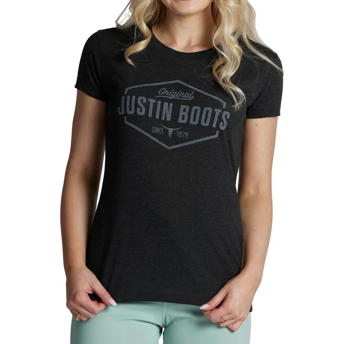 Justin Boots Hexagon Outline Tee Grey Women TShirts and Tops