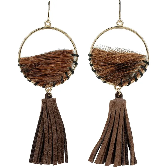Justin Boots Justin Genuine Brindle Earrings Brown Women Jewelry