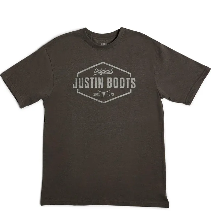 Justin Boots Justin Hexagon Outline Tee Grey Men TShirts and Polos