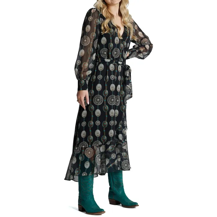 Justin Boots Justin Wrap Maxi Dress Black Women Dresses and Skirts