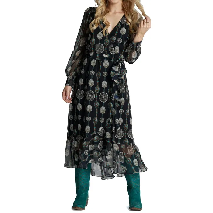 Justin Boots Justin Wrap Maxi Dress Black Women Dresses and Skirts
