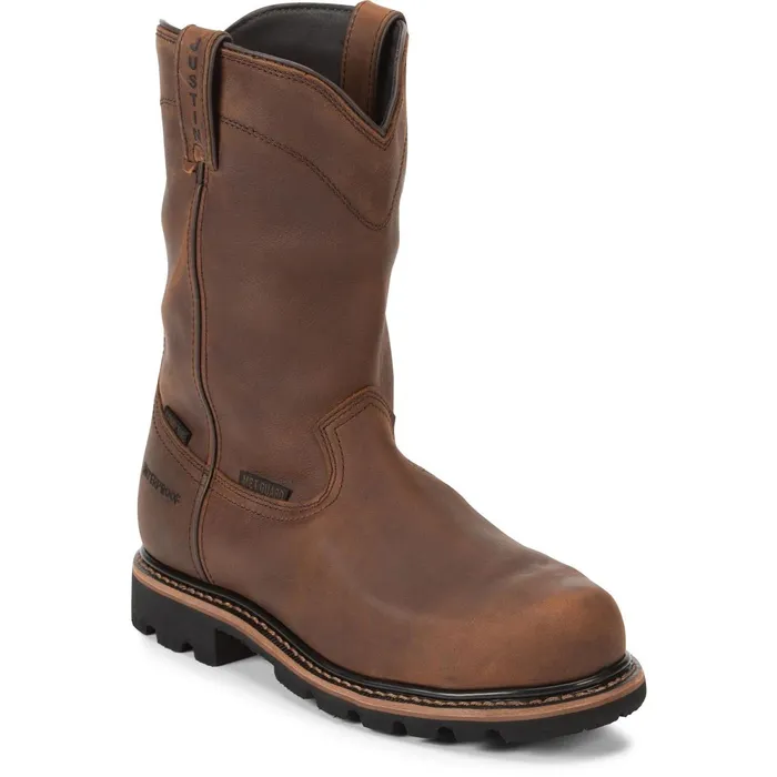 Justin Boots Pulley 10034 Composite Toe Waterproof Work Boot Brown Men Work