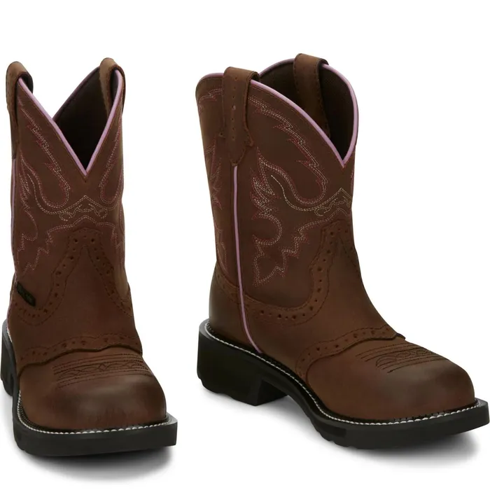 Justin Boots Wanette 8034 Steel Toe Waterproof Work Boot Aged Bark brown Women Work