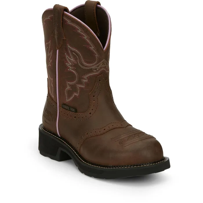 Justin Boots Wanette 8034 Steel Toe Waterproof Work Boot Aged Bark brown Women Work