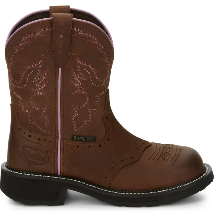 Justin Boots Wanette 8034 Steel Toe Waterproof Work Boot Aged Bark brown Women Work