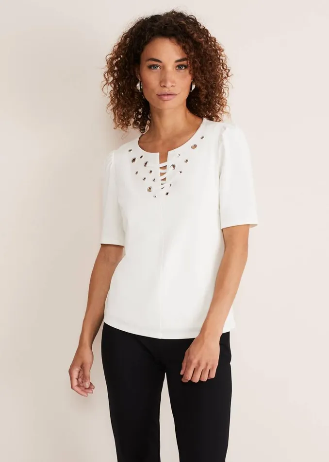 Kailee Eyelet Top Ivory Women Phase Eight Tops and TShirts