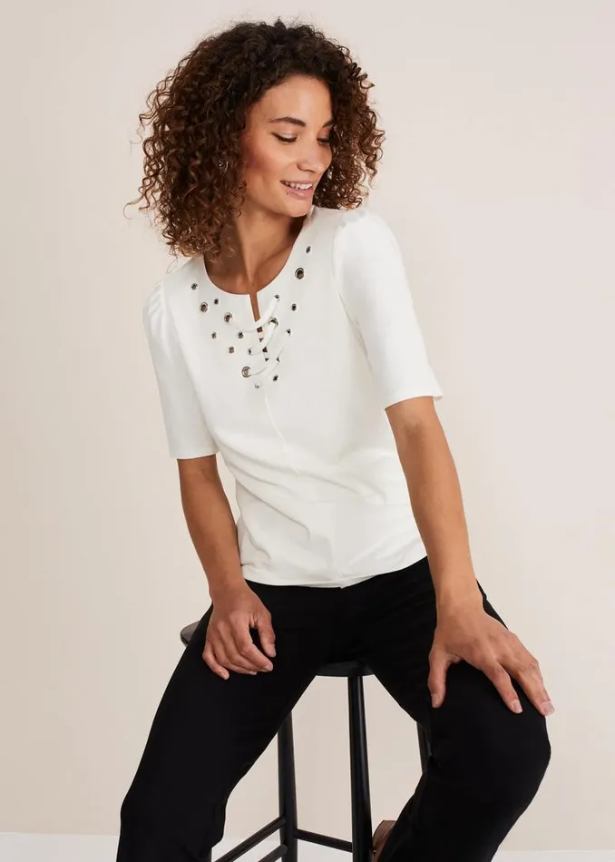 Kailee Eyelet Top Ivory Women Phase Eight Tops and TShirts