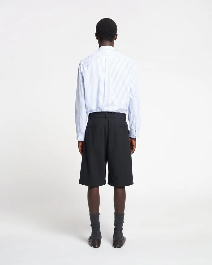 Kaleb Long Sleeve Striped Cotton Shirt White Blue Men Nanushka Tops