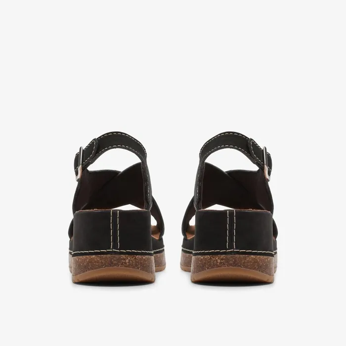 Kassanda Step Black Nubuck Women Clarks Sandals and Flip Flops