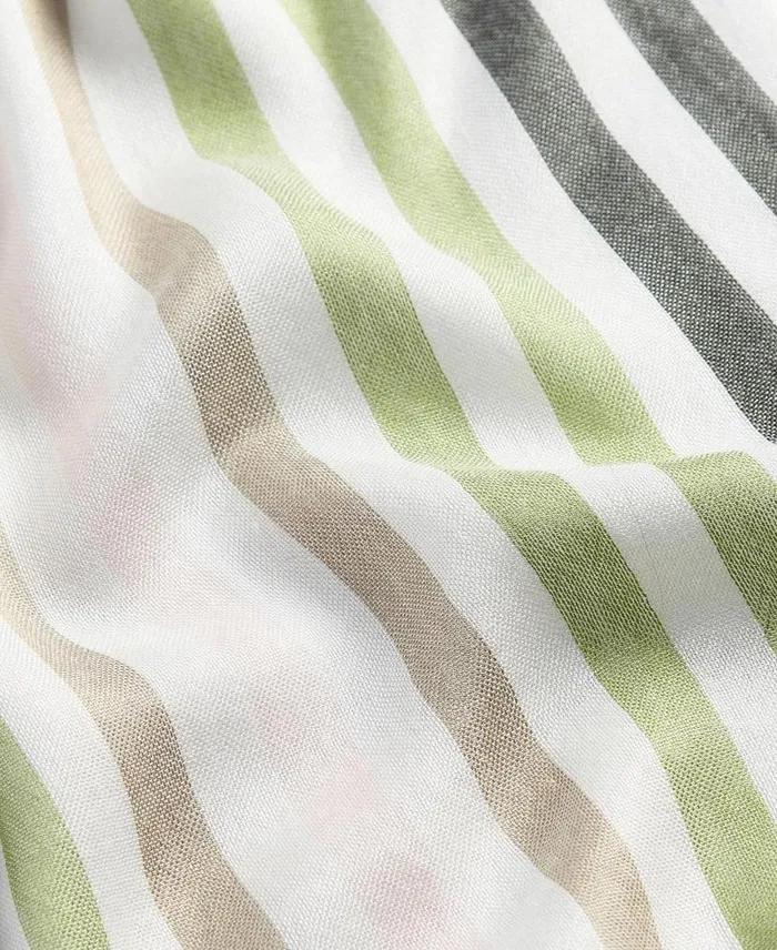 Kendra Check and Stripe Scarf Bayleaf Women Barbour Scarves and Wraps