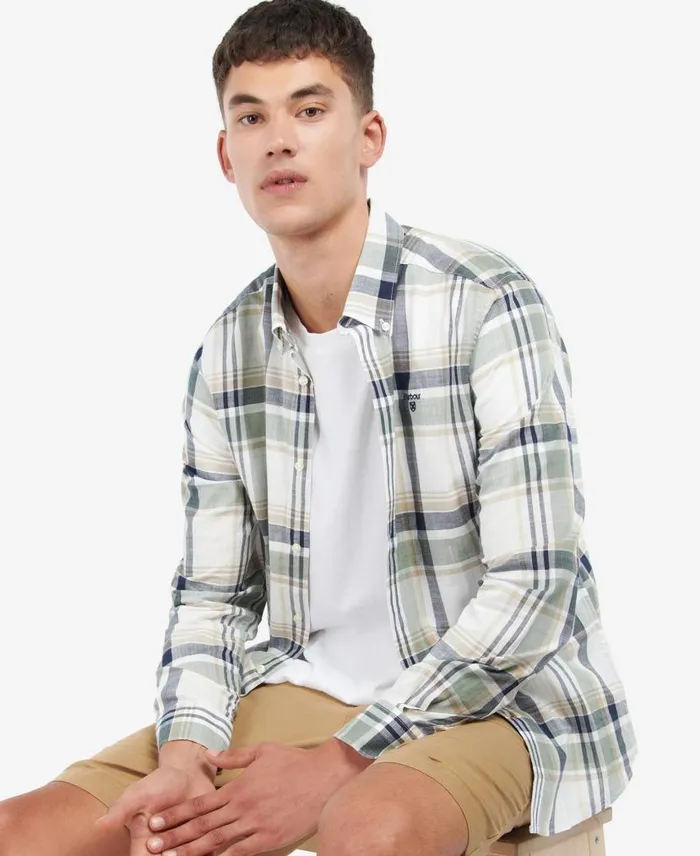 Kidd Tailored ShortSleeved Shirt Olive Men Barbour Shirts