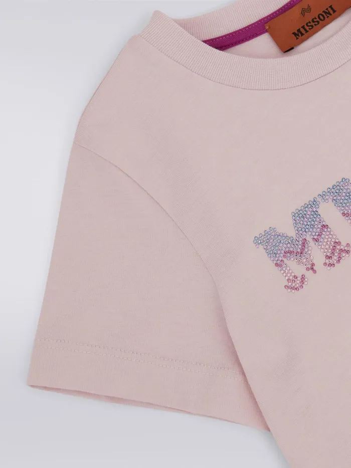 Kids Cotton T Shirt With Rhinestone Logo Multicoloured Missoni Clothing Kids Cotton T Shirt With Rhinestone Logo Multicoloured Missoni Clothing