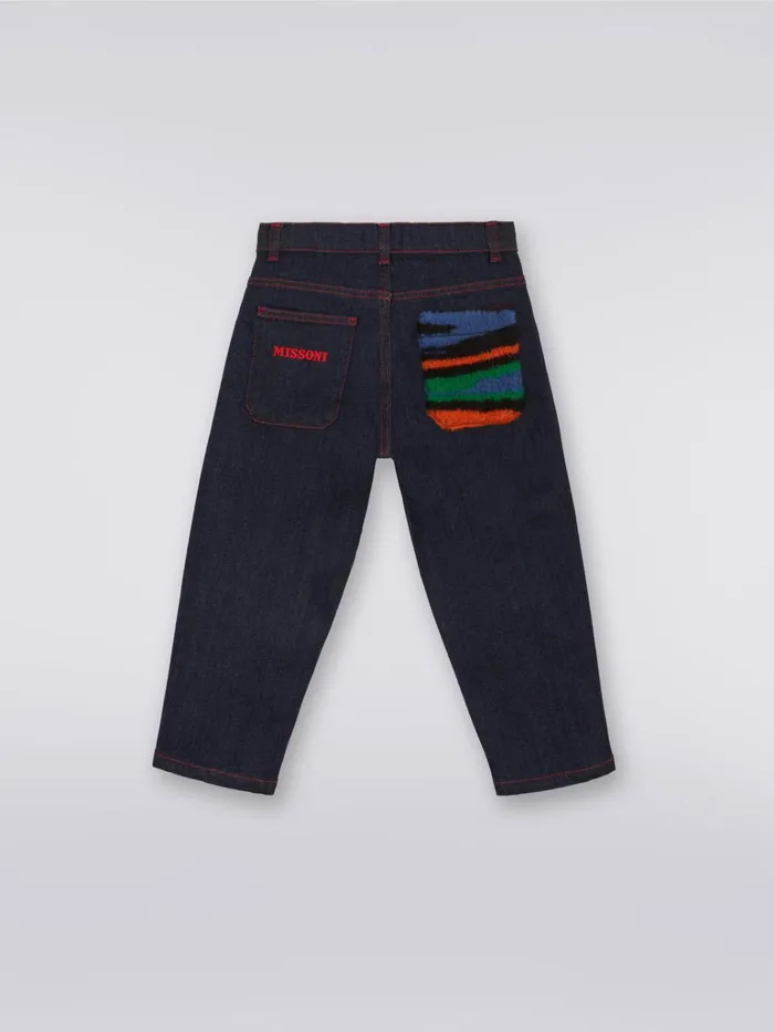 Kids Denim FivePocket Trousers With Slub Insert Multicoloured Missoni Clothing