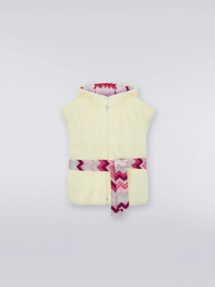 Kids FurEffect Waistcoat With Zigzag Inserts White Missoni Clothing