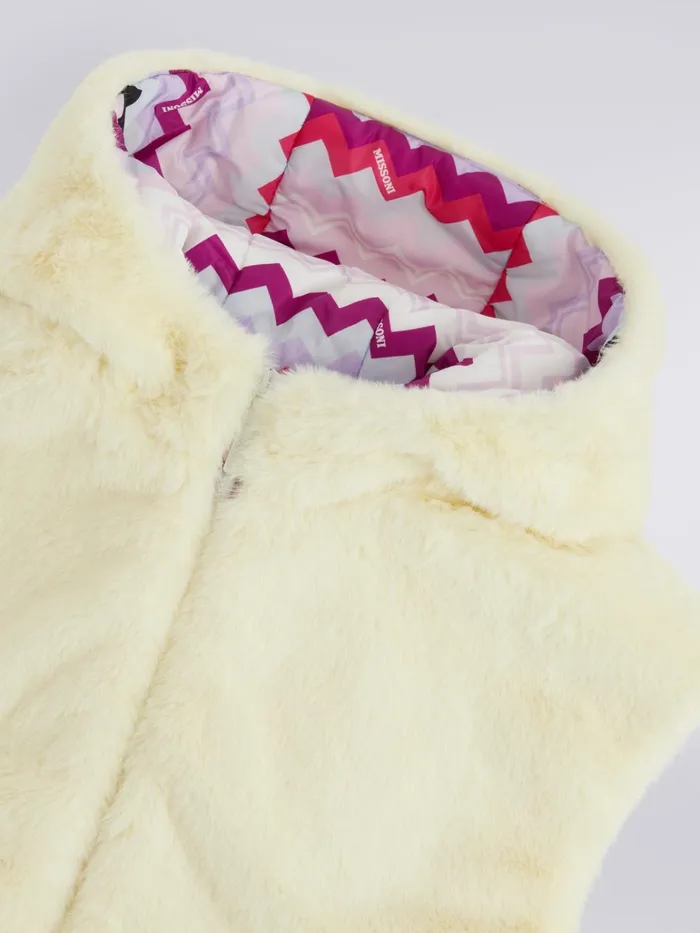 Kids FurEffect Waistcoat With Zigzag Inserts White Missoni Clothing Kids FurEffect Waistcoat With Zigzag Inserts White Missoni Clothing