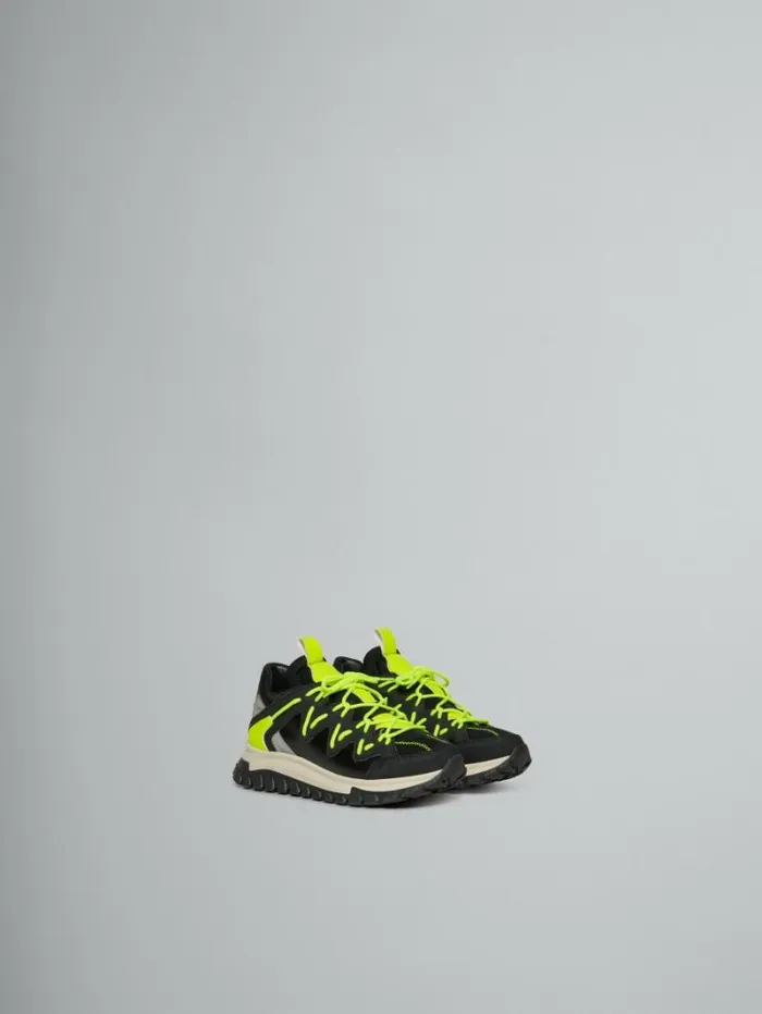 Kids Marni Black And Fluorescent Yellow Running Sneaker