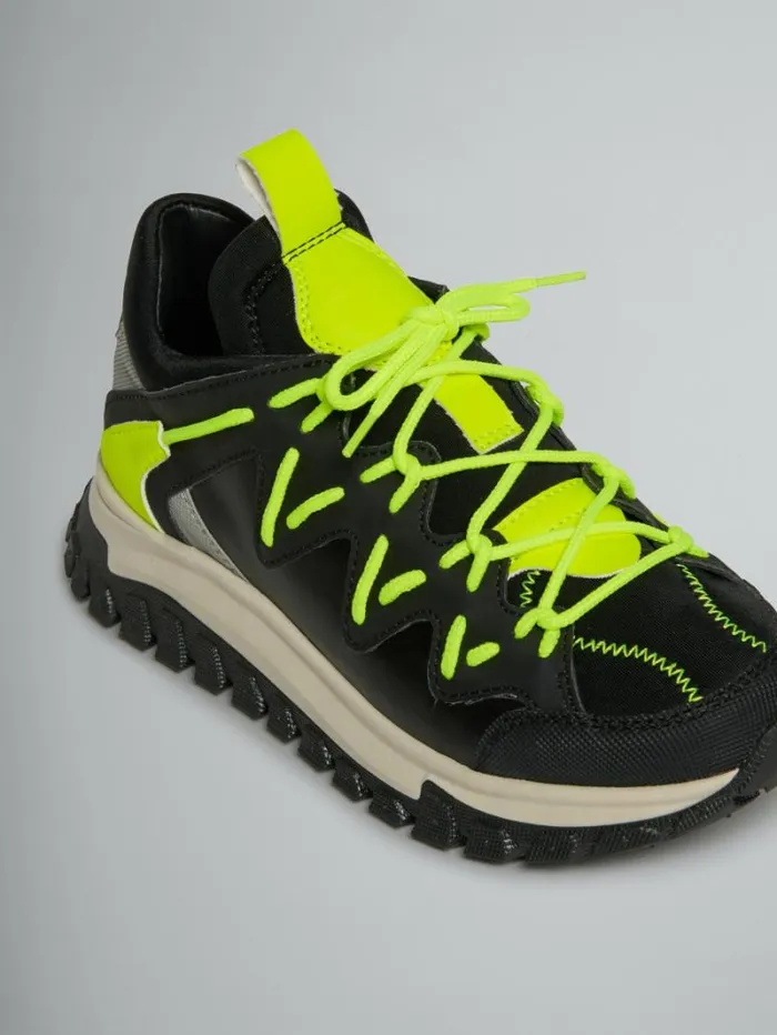 Kids Marni Black And Fluorescent Yellow Running Sneaker