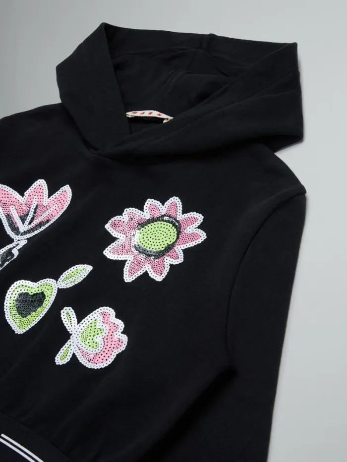 Kids Marni Black Sweatshirt With Sequined Flowers