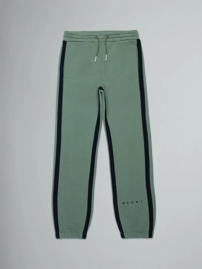Kids Marni Green Fleece Jogger Trousers With Stripes