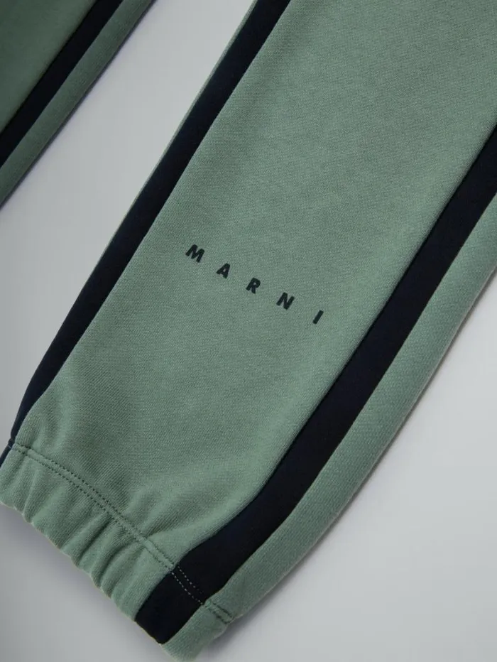 Kids Marni Green Fleece Jogger Trousers With Stripes