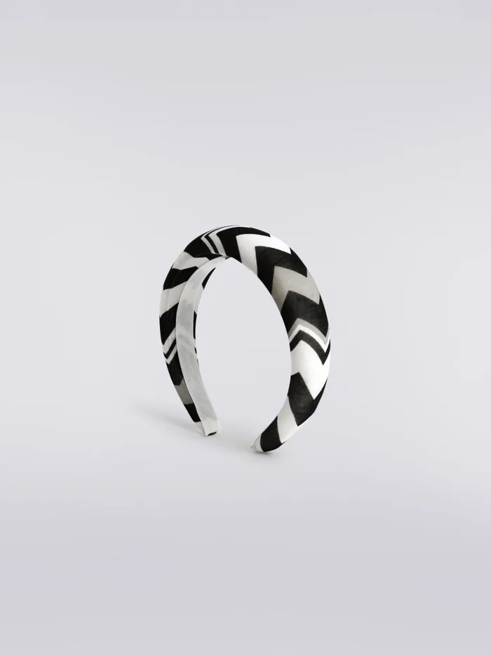 Kids Rigid Hair Band In Zigzag Fabric Black and White Missoni Accessories