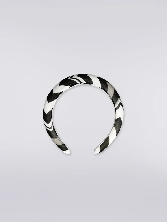 Kids Rigid Hair Band In Zigzag Fabric Black and White Missoni Accessories Kids Rigid Hair Band In Zigzag Fabric Black and White Missoni Accessories