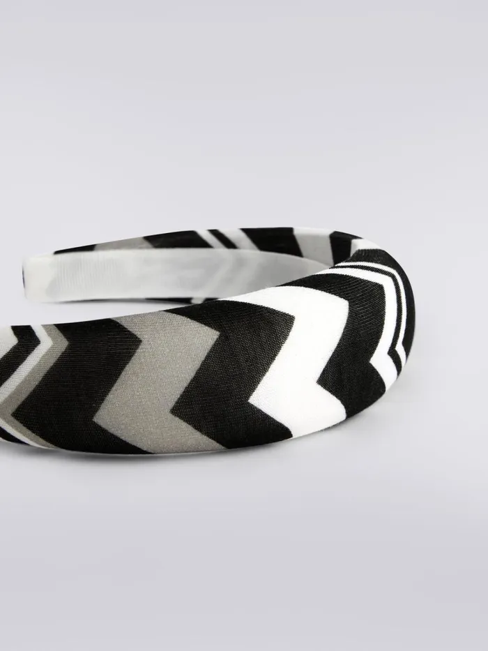 Kids Rigid Hair Band In Zigzag Fabric Black and White Missoni Accessories Kids Rigid Hair Band In Zigzag Fabric Black and White Missoni Accessories