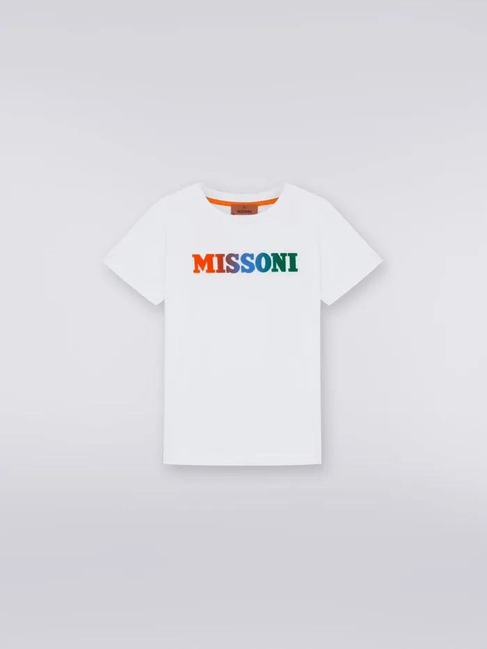 Kids ShortSleeved Cotton TShirt With Logo White Missoni Clothing