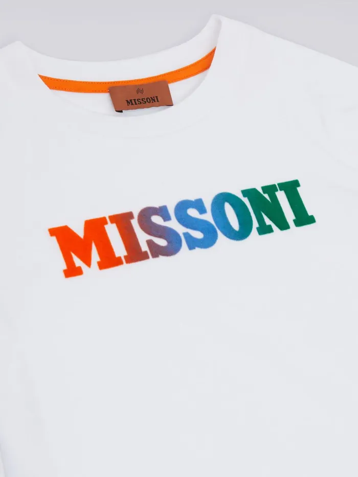 Kids ShortSleeved Cotton TShirt With Logo White Missoni Clothing Kids ShortSleeved Cotton TShirt With Logo White Missoni Clothing