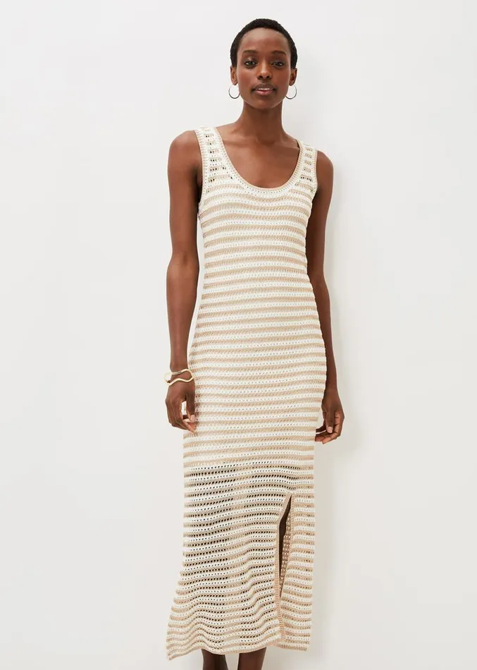 Kimmy Crochet Stripe Maxi Dress Stoneivory Women Phase Eight Dresses