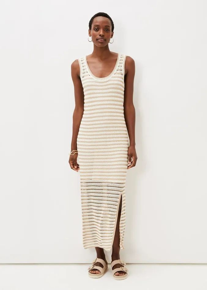 Kimmy Crochet Stripe Maxi Dress Stoneivory Women Phase Eight Dresses