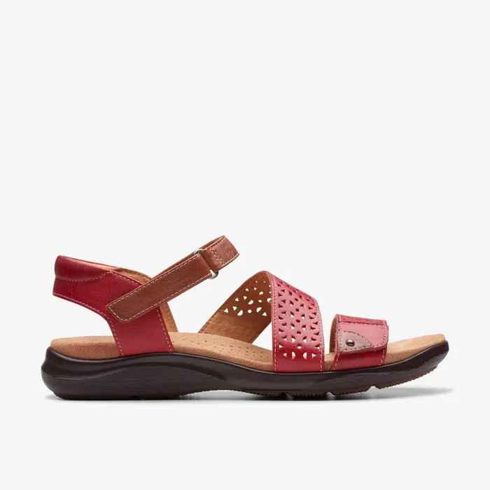 Kitly Way Cherry Leather Women Clarks Sandals and Flip Flops